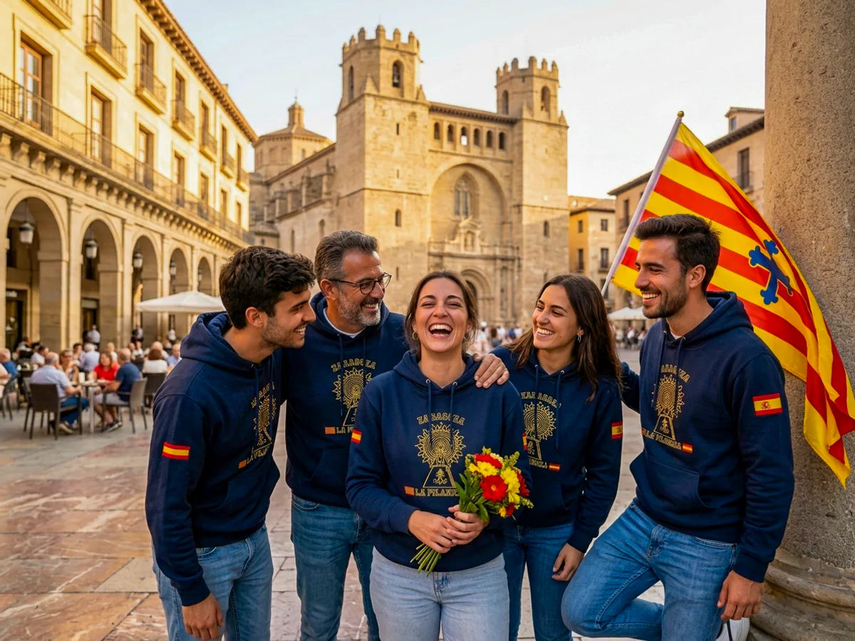 Grupo con sudaderas bordadas personalizadas para fiestas